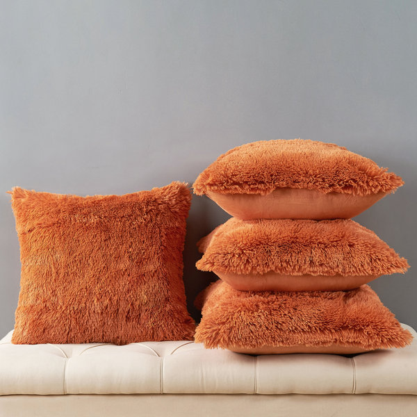 Burnt orange outlet faux fur pillows